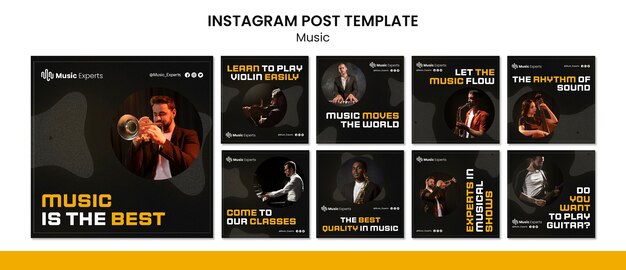 Coleção de postagens do instagram de aulas de música