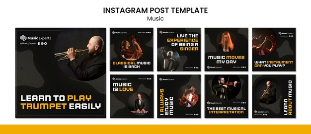 Coleção de postagens do instagram de aulas de música