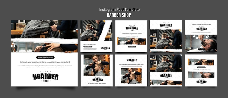 PSD grátis coleção de postagens do instagram de barbearia