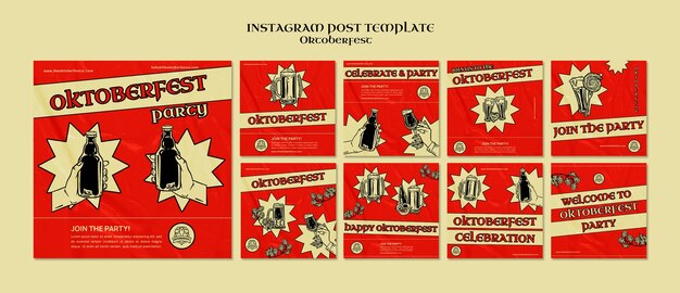 Coleção de postagens do instagram de celebração da Oktoberfest