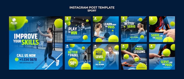 PSD grátis coleção de postagens do instagram de esporte e atividade