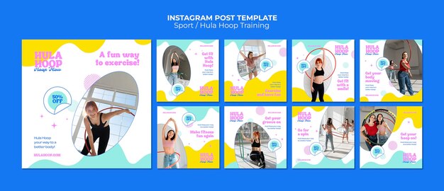 Coleção de postagens do instagram de esporte e atividade
