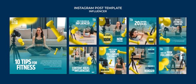 Coleção de postagens do instagram de influenciador de mídia e personalidade