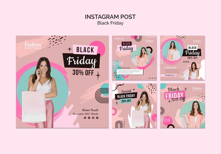 PSD grátis coleção de postagens do instagram de venda de sexta-feira negra