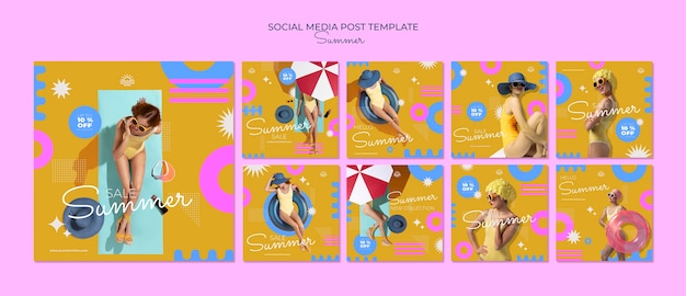 coleção de postagens do instagram de verão
