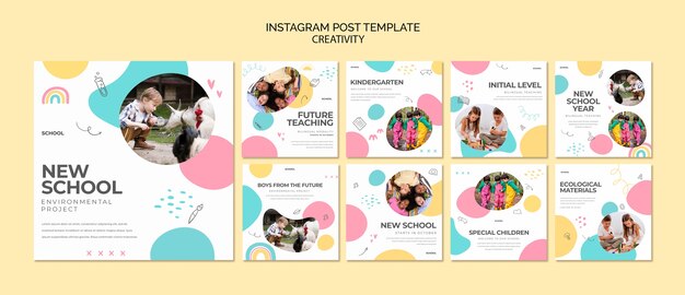 Coleção de postagens do instagram do ano letivo