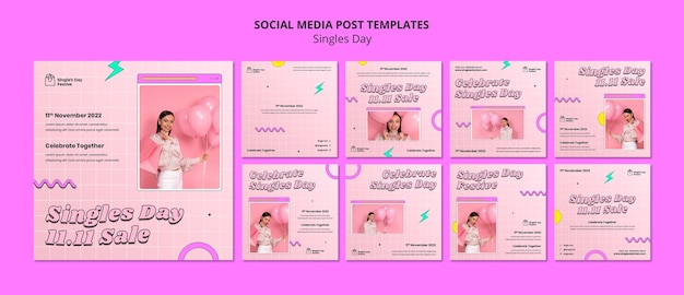 coleção de postagens do instagram do dia dos solteiros 11.11