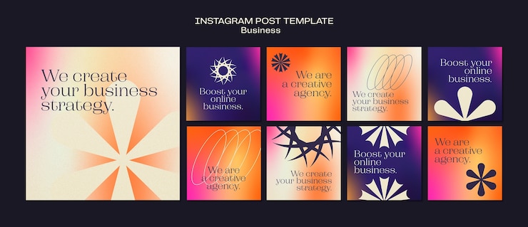 PSD grátis coleção de postagens do instagram gradiente para negócios