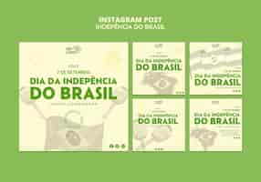 PSD grátis coleção de postagens do instagram para a celebração do dia da independência do brasil