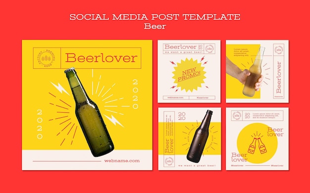 Coleção de postagens do Instagram para amantes de cerveja