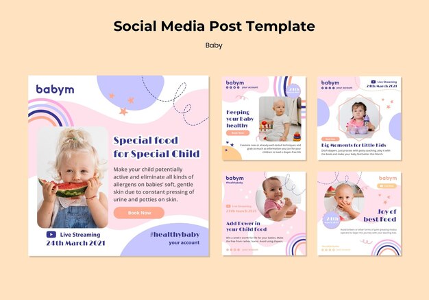 Coleção de postagens do Instagram para bebês recém-nascidos