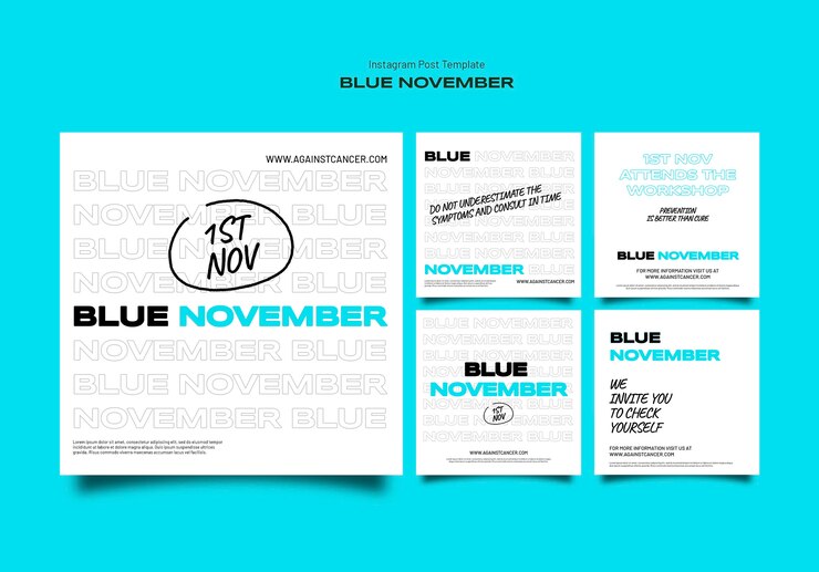 PSD grátis coleção de postagens do instagram para celebração de novembro azul
