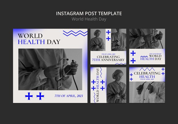 Coleção de postagens do instagram para celebração do dia mundial da saúde