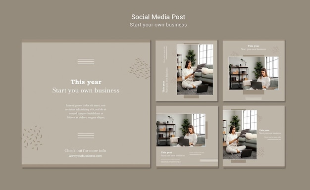 PSD grátis coleção de postagens do instagram para começar seu próprio negócio