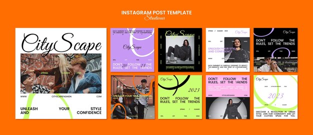 Coleção de postagens do instagram para compras de moda streetwear