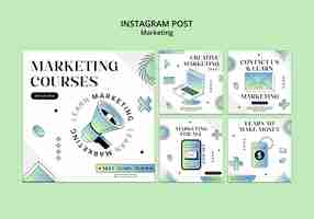 PSD grátis coleção de postagens do instagram para empresa de marketing