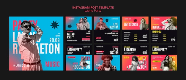 Coleção de postagens do instagram para festa latina