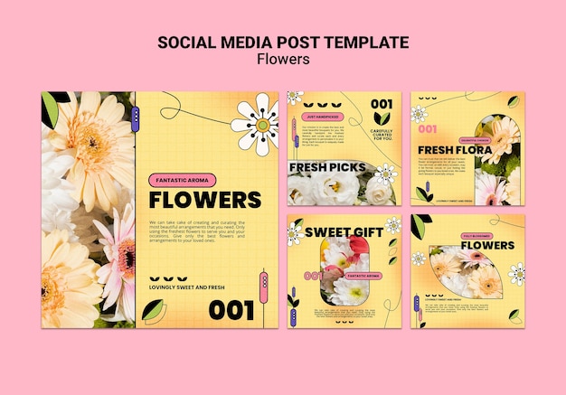 PSD grátis coleção de postagens do instagram para floricultura