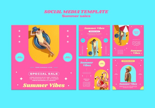 Coleção de postagens do Instagram para liquidação de verão