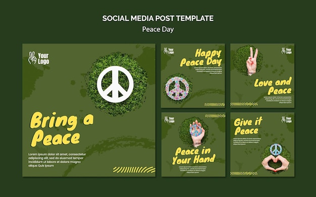 Coleção de postagens do Instagram para o dia mundial da paz