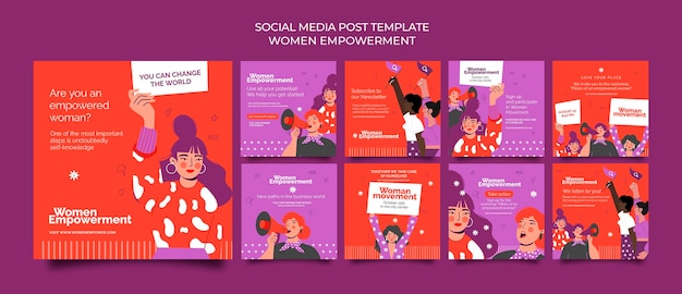 Coleção de postagens do instagram para o empoderamento das mulheres