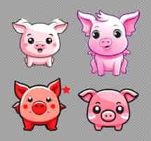 PSD grátis colecção de porcos bonitos de mascote
