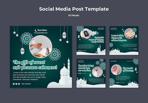 Comemore o modelo de postagens de mídia social do ramadã