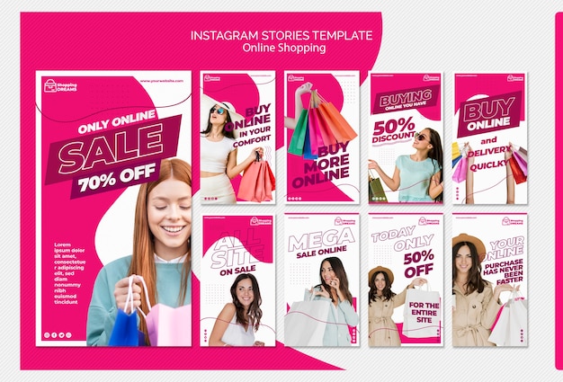 PSD grátis compras online instagram stories