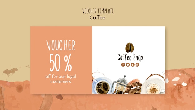 Conceito de café para o modelo de voucher