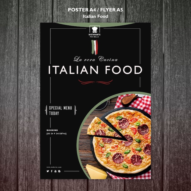 Conceito de cartaz de comida italiana