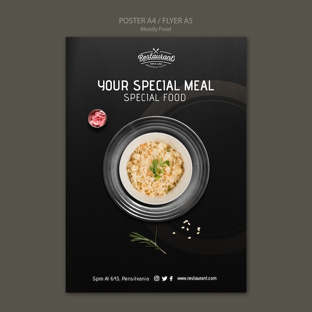 Conceito de cartaz de restaurante de comida temperamental