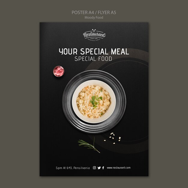 Conceito de cartaz de restaurante de comida temperamental