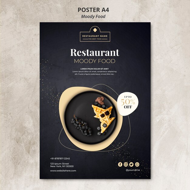Conceito de cartaz de restaurante de comida temperamental