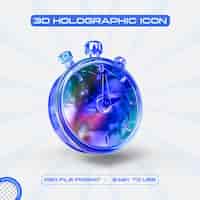 PSD grátis conceito de design gráfico de ícone de relógio holográfico futurista
