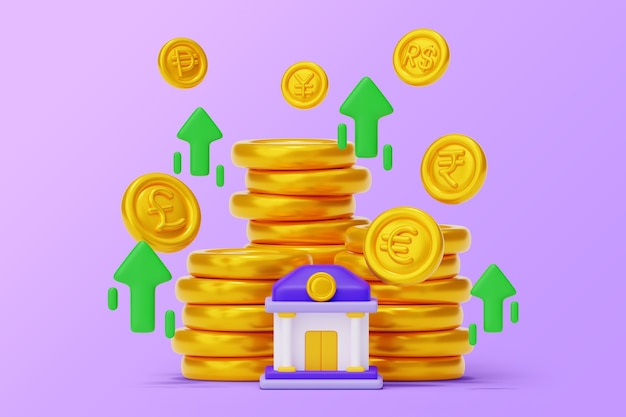 Conceito de economia com moedas de ouro