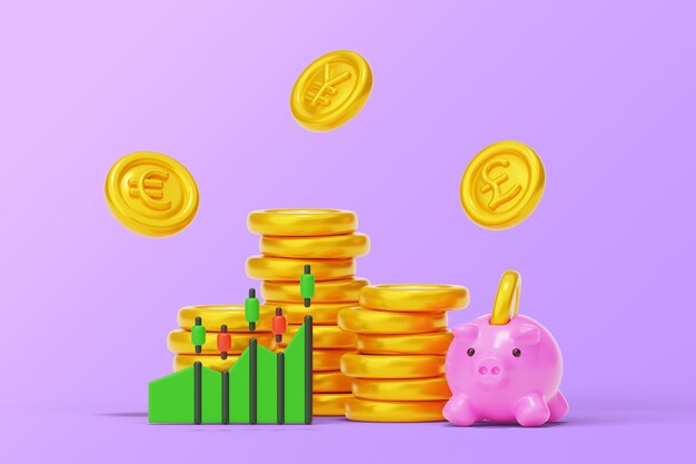 Conceito de economia com moedas de ouro