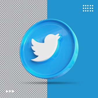 Conceito de mídia social 3d do ícone do twitter