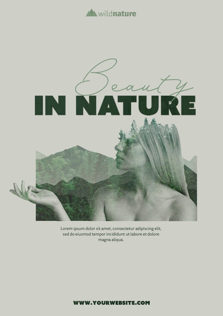 PSD grátis conceito de modelo com design de natureza selvagem