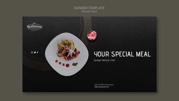 Conceito de modelo de banner de restaurante de comida temperamental