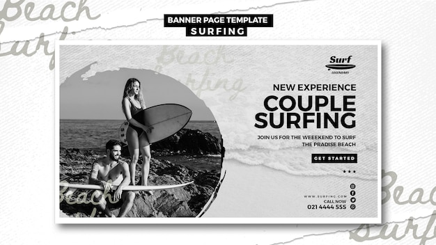 PSD grátis conceito de modelo de banner de surf
