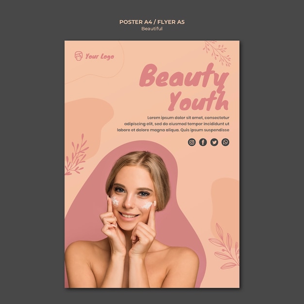 Conceito de modelo de cartaz de beleza