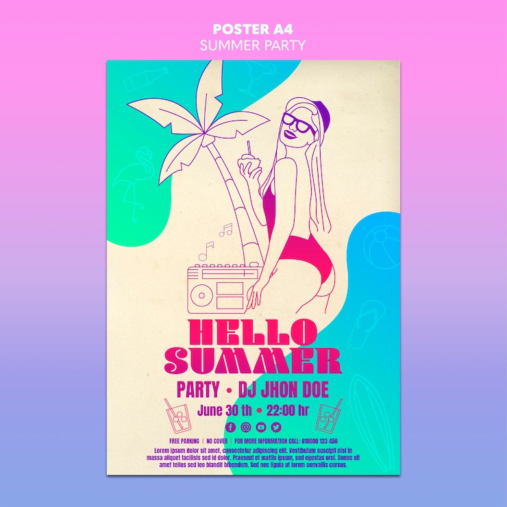 PSD grátis conceito de modelo de cartaz de festa verão