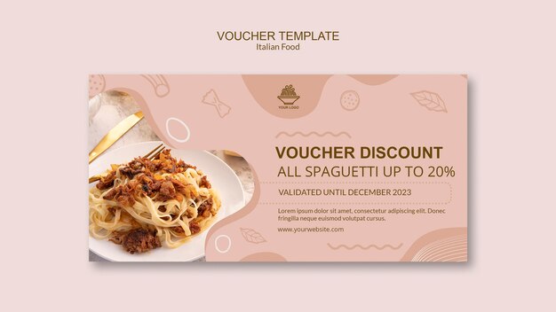 Conceito de modelo de comprovante de comida italiana