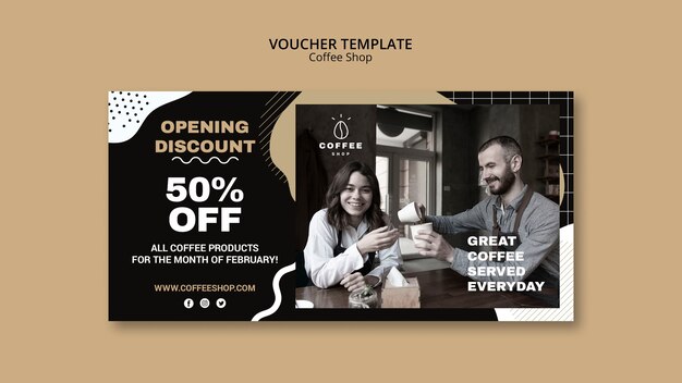 Conceito de modelo de comprovante para café