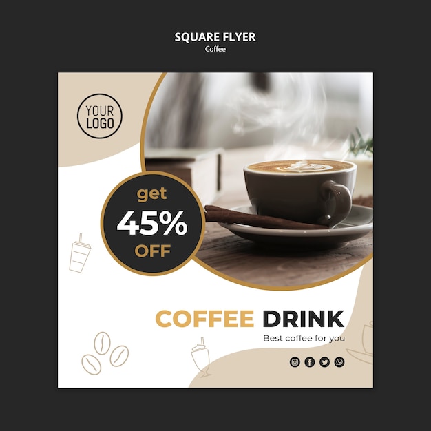 Conceito de modelo de panfleto de café