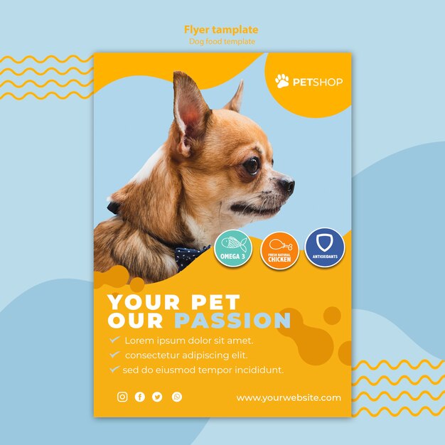 Conceito de modelo de panfleto para pet shop