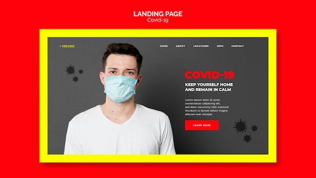 PSD grátis conceito de página de destino de prevenção de coronavírus