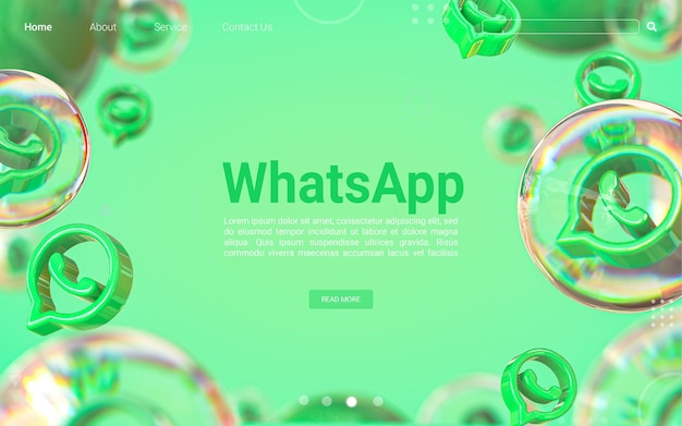 Conceito de plano de fundo de publicidade de espaço em branco icônico do whatsapp para cartaz de banner de site renderização em 3d