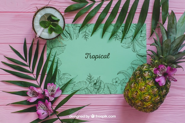 PSD grátis conceito de verão tropical com abacaxi