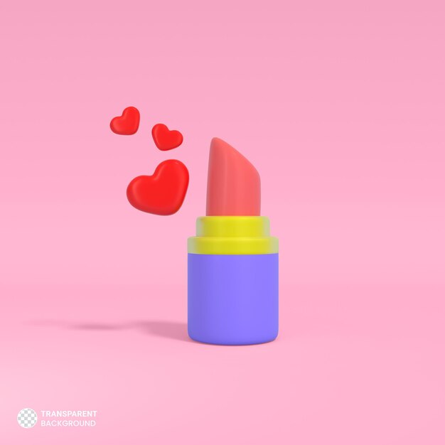 Ícone de batom cosmético isolado 3d render ilustração